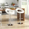 Swivel Bar Stool Set of 2 PU Leather Pub Stools w/ Hollow Back & Footrest White
