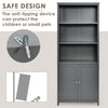 Modern Freestanding Bookcase Wooden Storage Cabinet w/ Open Shelves and 2 Doors