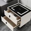 2 Drawers LED Bedside Tables Cabinets Wireless Charging Bedroom Furniture Omnwed