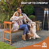 Garden Loveseat Outside Bench w/Armrests-Natural