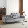 Fabric Sofa Bed 3 Seater Sofa Settee Recliner Couch with Solid Wooden Legs Grey