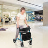 Folding Aluminum Walker Four Wheels Medical Rollator with Seat & Carrying Bag