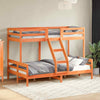 Bulliing Bunk Bed 80x200/120x200 Wax Brown Solid Wood Pine, over Loft Bed Z5T9