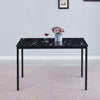 4x Black Faux Leather Dining Chairs&Black Marble MDF Top Dining Table Dining Set