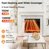 750W/1500W Fireplace Heater with Remote Control-Black