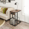 End Table Smart Bedside Sofa Side Table with USB Charging Ports & Sockets Wooden