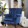 Upholstered Retro Velvet Wing Back Chair Chesterfield Queen Anne Sofa Rivets Arm