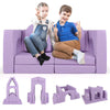 COSTWAY 8-Piece Modular Kids Play Couch Convertible Climb & Crawl Foam-Purple