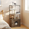 Indoor Wooden Kitten Tower Cat Tree with Litter Box Enclosure-Grey