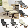 Faux Leather Swivel Recliner Chair Wooden Base w/Foot Stool Armchair Home Office