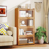 140cm Bamboo Bookshelf with See-through Acrylic Doors-Natural