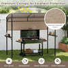 Outdoor Patio BBQ Canopy w/ Metal Shelves & Hooks-Brown