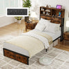 Single Size Heavy Duty Metal Platform Bed with Storage Headboard