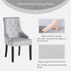 2x Grey Upholstered Velvet Dining Chairs Solid Wood Legs Button Tufted Armchairs