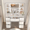 Dressing Table with LED Lights Mirror 7 Drawers Vanity Make up Desk Dresser Set
