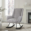 Modern Rocking Chair Upholstered Fabric Leisure Armchair High Wing Back Rocker