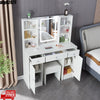 Modern Vanity Makeup Desk Dressing Table Set with LED Lights HD Mirror 6 Shelves