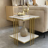 High-grade Natural Marble Square Side End Table Coffee Accent Table Metal Frame