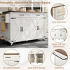 Rolling Kitchen Island Storage Trolley with 2 Drawers & Cupboard Dining White