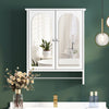White Bathroom Mirror Cabinet With Laundry Rack Wall Mounted For Bathroom Modern