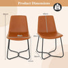 Faux Leather Upholstered Kitchen Side Chair with Metal Legs-Brown
