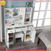 Vanity Dressing Table With LED Lighted Mirror Drawer 6 Open Shelves Makeup Desk