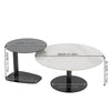 Set 2 Round Nesting Coffee Table Sleek Marble Glass Stacking Side Accent Tables