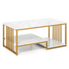 Rectangular 2-Tier Center Table with Open Storage Shelf-White