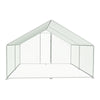 4X3X2m Walk In Chicken Run Galvanized Chicken Coop Hen House w/ Apex Roof Hutch