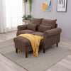 2 Seater faux leather/Linen Fabric Love Seat Sofa Armchair with Footstool Couch