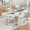 COSTWAY Computer Desk Writing Work Study Desk with Power Outlets-White