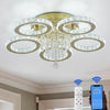 LED Ceiling Light Crystal Gold Chandelier Living Room Bedroom Dimmable w. Remote