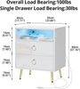 High Gloss Bedside Table RGB LED Bedside Cabinet 2 Drawers Nightstand USB Ports