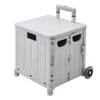 FOLDING SHOPPING CART PLASTIC CRATE TROLLEY STORAGE BOX WHEELS BOOT WITH LID 45L
