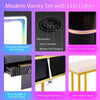 Modern Dressing Table & Stool Set w/Mirror RGB Lights 7 Modes & Charging Station