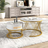 Set of 2 Round Nesting Coffee Table Side Table with 1 Drawer for Living Room
