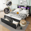 Double Bed Frame Industrial Metal Platform Bed with Headboard & Drawers Storage