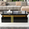 Modern Black Rectangular Coffee Table with 2 Storage Drawers for Living Room