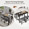 Modern 5 PCS Dining Set Kitchen Counter Height Table w/ 4 Upholstered Stools