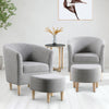 Single Sofa Seat Fabric Upholstered Bucket Back Chair Accent Armchair W/ Ottoman