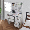 Vanity Set Makeup Table with Lighted Mirror Dressing Table 6Drawer Dresser Desk