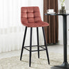2 pcs Modern Grey Breakfast Bar Stools Velvet Padded Seat Metal Legs Kitchen Pub