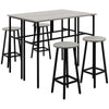 6 Piece Industrial Bar Table Set 2 Kitchen Breakfast 4 Stools Grey Chair Seat