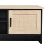 Modern 120cm Rattan TV Stand Cabinet Entertainment Unit Matt 2-Door Storag Space