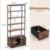 Heavy-duty Metal Frame 8-tier Bookshelf with Storage-Brown