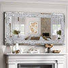 Full Length Crushed Diamond Wall Mirror Crystal Glass Silver Rectangle Dressing
