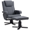 Rocker Swivel Recliner Chair with Footstool, Upholstered Recliner Armchair, Grey