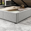 Upholstered Bed 4ft6 Double LED Hydraulic Bed Frame with Ottoman Storage Grey