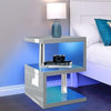 Sofa Side Table With 2 Tier Storage Shelves End Table With Led RGB Lights