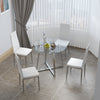 Apartment Residential Kitchen Glass Table Chairs Family Dinner PU Leather Seat
